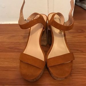 Forever 21 brown suede chunky heels